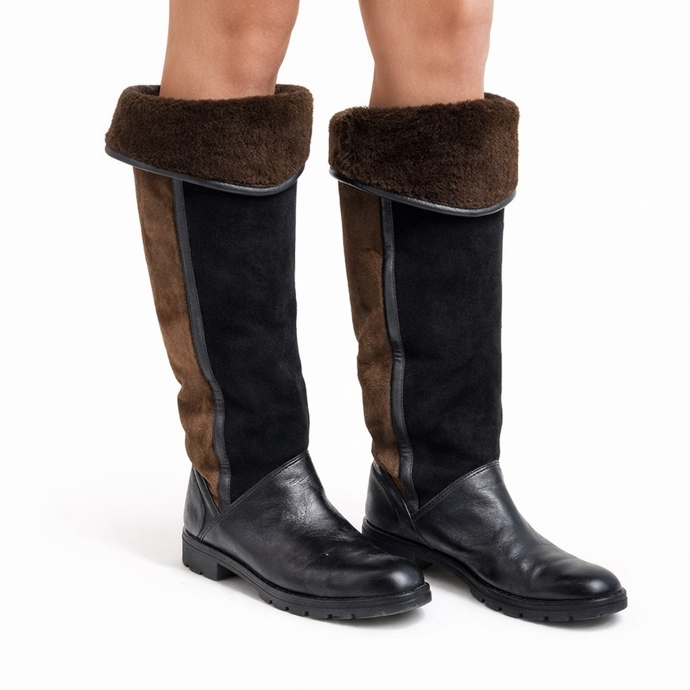 La Canadienne Women’s Tall Leather Suede Winter Boots 8.5 Brown Black